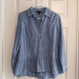 Blue and white striped blouse